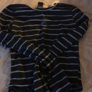 M Black Long (Gray Striped) Long Sleeve / W Blue Logo